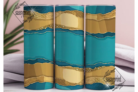 Gold & Turquoise Glitter 20oz Tumbler Sublimation sassyprint 