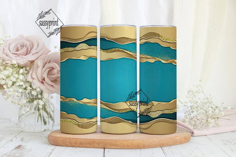 Gold & Turquoise Glitter 20oz Tumbler Sublimation sassyprint 