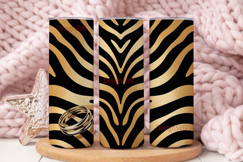 Gold Zebra Print 20oz Tumbler Wrap Sublimation DesignSVG 