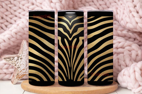 Gold Zebra Print 20oz Tumbler Wrap Sublimation DesignSVG 