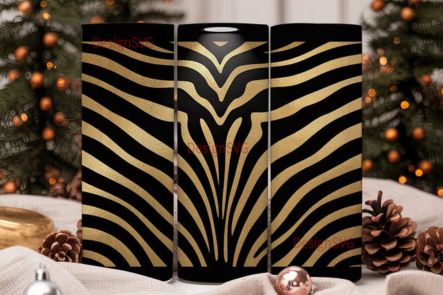 Gold Zebra Print 20oz Tumbler Wrap Sublimation DesignSVG 