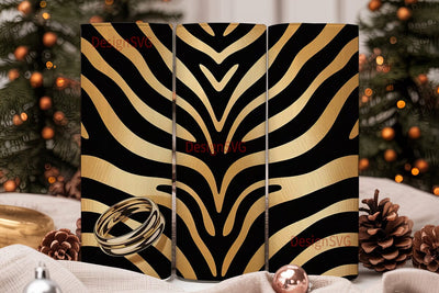 Gold Zebra Print 20oz Tumbler Wrap Sublimation DesignSVG 