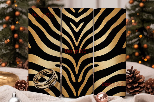 Gold Zebra Print 20oz Tumbler Wrap Sublimation DesignSVG 
