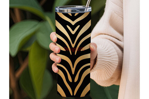 Gold Zebra Print 20oz Tumbler Wrap Sublimation DesignSVG 