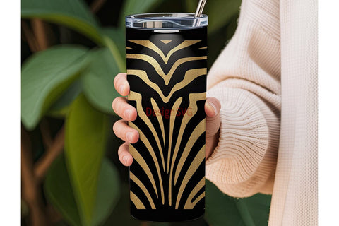 Gold Zebra Print 20oz Tumbler Wrap Sublimation DesignSVG 