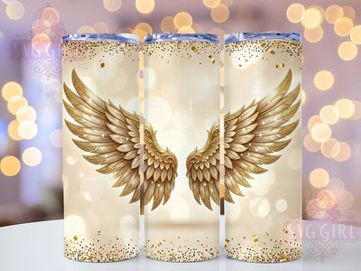 Golden Angel Wings 20oz Tumbler, Angel Wings, Golden Design, Mystic Vibes, Spiritual Charm, Elegant Style, 20oz Wrap, Sublimation Tumbler Sublimation SvggirlplusArt 