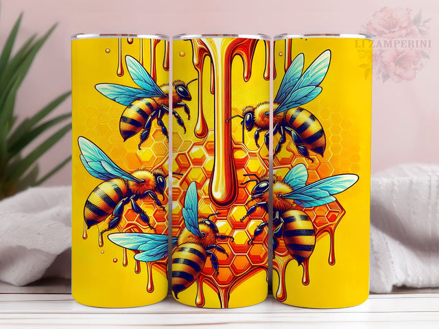 Golden Bee 20oz Tumbler Wrap PNG, Honey Bee Tumbler Png, Straight & Tapered Tumbler Wrap, Instant Digital Download Sublimation Li Zamperini 