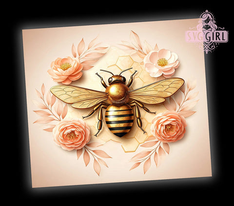 Golden Bee Honeycomb 20oz Tumbler, Honeycomb Design, Sublimation Tumbler, 20oz Tumbler, Bee Decor, Bee Theme Gift, Drinkware Wrap Sublimation SvggirlplusArt 