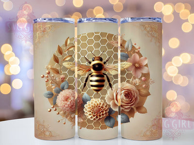 Golden Bee Honeycomb 20oz Tumbler, Honeycomb Design, Sublimation Tumbler, 20oz Tumbler, Bee Decor, Bee Theme Gift, Drinkware Wrap Sublimation SvggirlplusArt 
