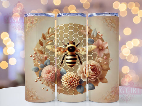 Golden Bee Honeycomb 20oz Tumbler, Honeycomb Design, Sublimation Tumbler, 20oz Tumbler, Bee Decor, Bee Theme Gift, Drinkware Wrap Sublimation SvggirlplusArt 