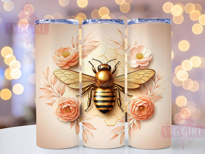 Golden Bee Honeycomb 20oz Tumbler, Honeycomb Design, Sublimation Tumbler, 20oz Tumbler, Bee Decor, Bee Theme Gift, Drinkware Wrap Sublimation SvggirlplusArt 