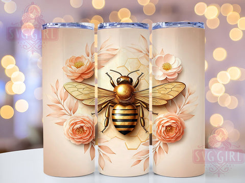 Golden Bee Honeycomb 20oz Tumbler, Honeycomb Design, Sublimation Tumbler, 20oz Tumbler, Bee Decor, Bee Theme Gift, Drinkware Wrap Sublimation SvggirlplusArt 
