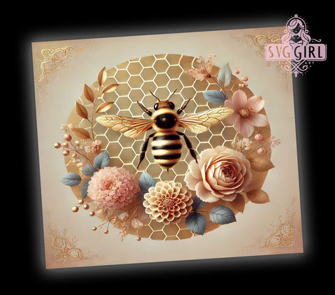 Golden Bee Honeycomb 20oz Tumbler, Honeycomb Design, Sublimation Tumbler, 20oz Tumbler, Bee Decor, Bee Theme Gift, Drinkware Wrap Sublimation SvggirlplusArt 