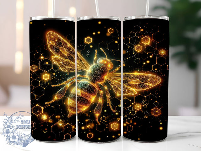 Golden Black Elegant Bee Tumbler Wrap, 20oz Elegant Bee Cup, Luxurious Bee Sublimation PNG, Metallic Gold Aesthetic Tumbler, Sophisticated Bee Design, Stylish Honey Bee Cup Sublimation ToriDesigns 