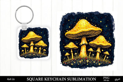 Golden Black Keychain PNG. Magic Mushrooms Keychain PNG Sublimation Olga Terlyanskaya 