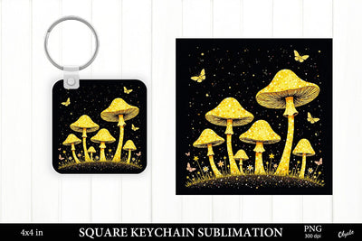 Golden Black Keychain PNG. Magic Mushrooms Keychain PNG Sublimation Olga Terlyanskaya 