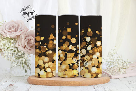 Golden Bokeh Lights 20oz Tumbler Wrap Sublimation sassyprint 