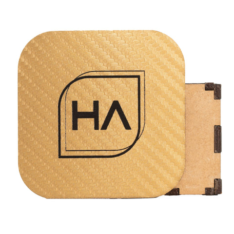 Golden Carbon Fiber/Black Leatherette Sheet Physical Houston Acrylic 