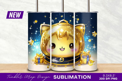 Golden Cat Tumbler Png Ornament Background Sublimation Regulrcrative 