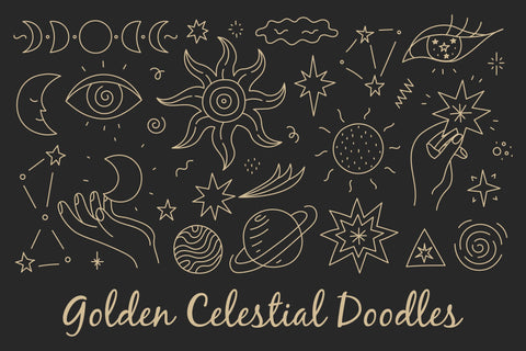 Golden Celestial Doodles PNG Clipart Sublimation Rin Green 