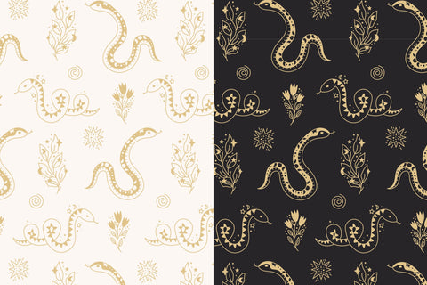 Golden Celestial Seamless Patterns Digital Pattern Rin Green 