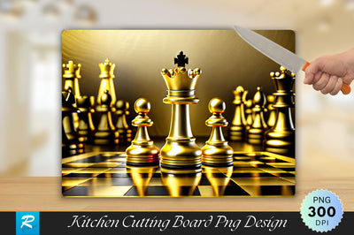 Golden Chess Background Cutting Board Sublimation Regulrcrative 