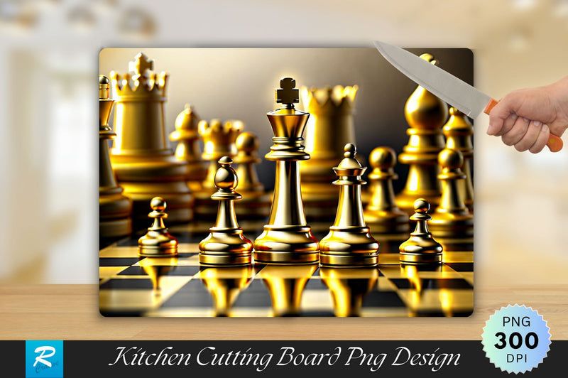 Golden Chess Background Cutting Board Sublimation Regulrcrative 