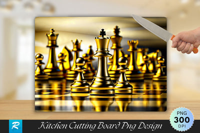 Golden Chess Background Cutting Board Sublimation Regulrcrative 