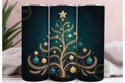 Golden Christmas Tree 20oz Tumbler Wrap Sublimation PixelChick 