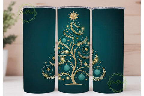 Golden Christmas Tree 20oz Tumbler Wrap Sublimation PixelChick 