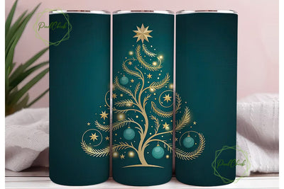 Golden Christmas Tree 20oz Tumbler Wrap Sublimation PixelChick 