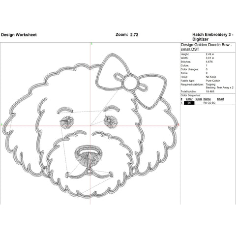 Golden Doodle Bundle with Bow Embroidery/Applique DESIGNS Stitched Haus 