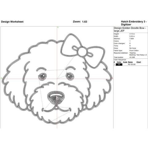 Golden Doodle Bundle with Bow Embroidery/Applique DESIGNS Stitched Haus 
