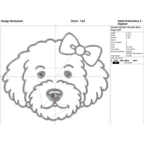 Golden Doodle Bundle with Bow Embroidery/Applique DESIGNS Stitched Haus 