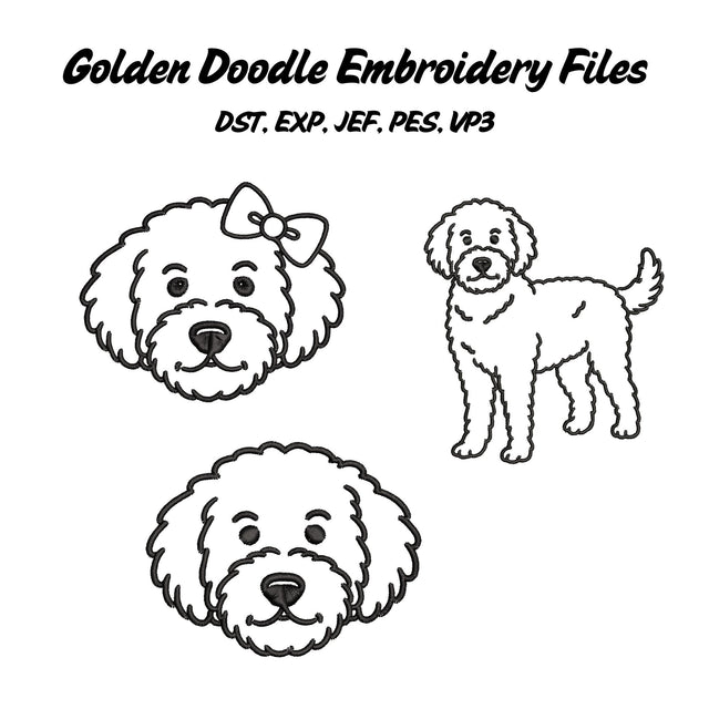 Golden Doodle Bundle with Bow Embroidery/Applique DESIGNS Stitched Haus 