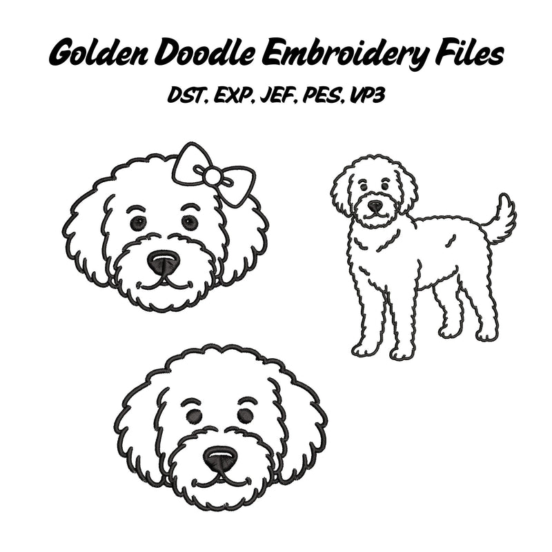 Golden Doodle Bundle with Bow Embroidery/Applique DESIGNS Stitched Haus 