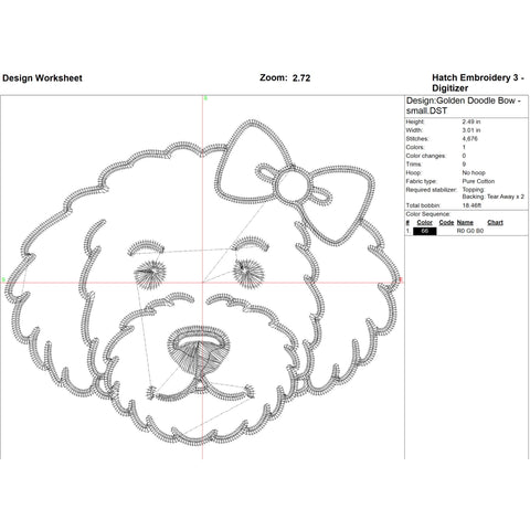 Golden Doodle Bundle with Bow Embroidery/Applique DESIGNS Stitched Haus 