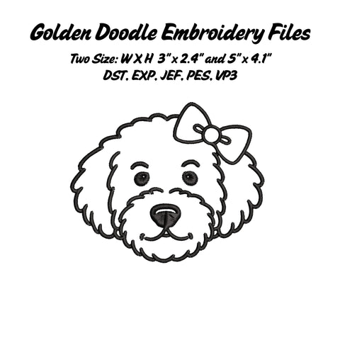 Golden Doodle Bundle with Bow Embroidery/Applique DESIGNS Stitched Haus 