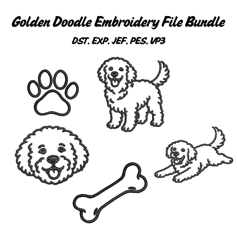 Golden Doodle Embroidery File Bundle Embroidery/Applique DESIGNS Stitched Haus 