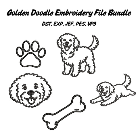 Golden Doodle Embroidery File Bundle Embroidery/Applique DESIGNS Stitched Haus 