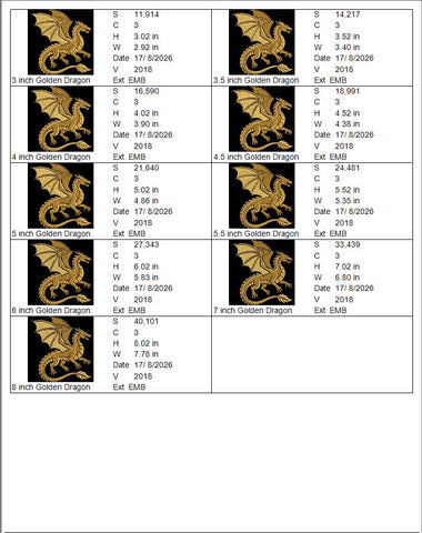 Golden Dragon Machine Embroidery Design – Fantasy Flying Dragon Embroidery File Embroidery/Applique DESIGNS PatternFeed8 