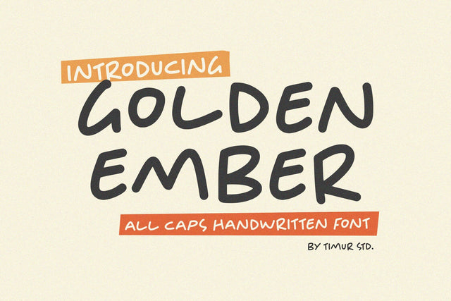 Golden Ember - All Caps Handwritten Font Font Timur type 
