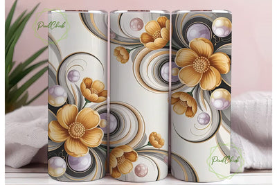 Golden Floral Dream 20oz Tumbler Wrap Sublimation PixelChick 
