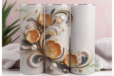 Golden Floral Dream 20oz Tumbler Wrap Sublimation PixelChick 