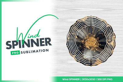 Golden flower ink art wind spinner round Sublimation Regulrcrative 