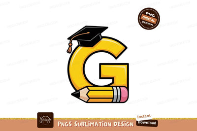 Golden G graduation cap pencil education Sublimation Designangry 