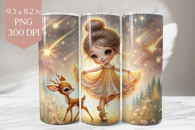 Golden Girl and Fawn Tumbler Sublimation PNG Sublimation BijouBay 