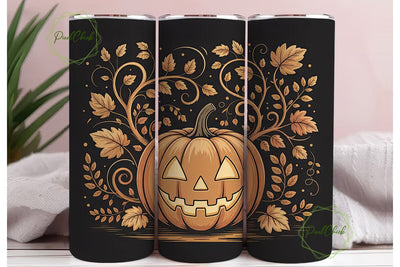 Golden Halloween Pumpkin 20oz Tumbler Sublimation PixelChick 