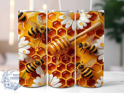 Golden Honey Bee 20oz Tumbler, Golden Honey Bee, Honey Bee Tumbler, Golden Bee, Bee Tumbler, 20oz Tumbler, Honeycomb Tumbler, Tumbler Wrap Sublimation ToriDesigns 