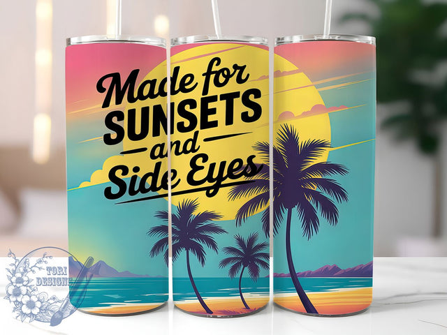 Golden Hour Escape Sunset Beach Tumbler, Tropical Palm Wrap, Made For Sunsets Design, Funny Beach Quote Tumbler, Side Eye Sublimation PNG, Vacation Vibes Tumbler, Palm Tree Tumbler Wrap Sublimation ToriDesigns 